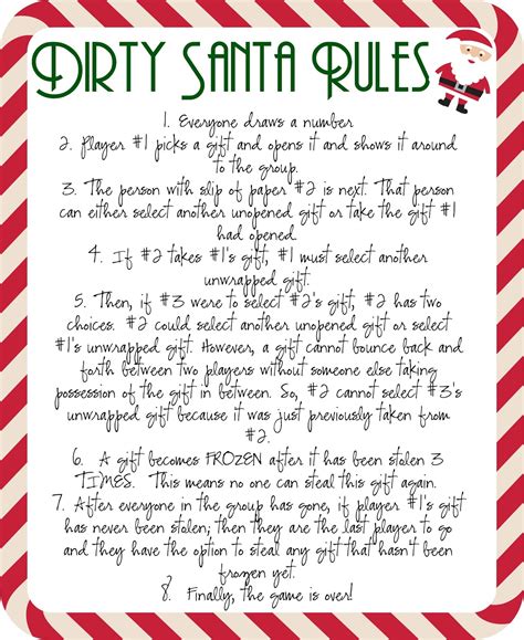 dirty santa game rules